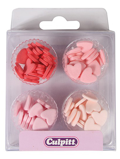 Pink Mini Hearts - Edible Decorations - Pack of 100