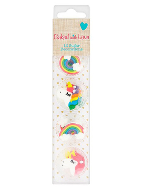 12 Unicorn & Rainbow Cupcake Decorations by Baked with Love