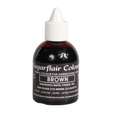 A bottle of Sugarflair Airbrush Colour Brown