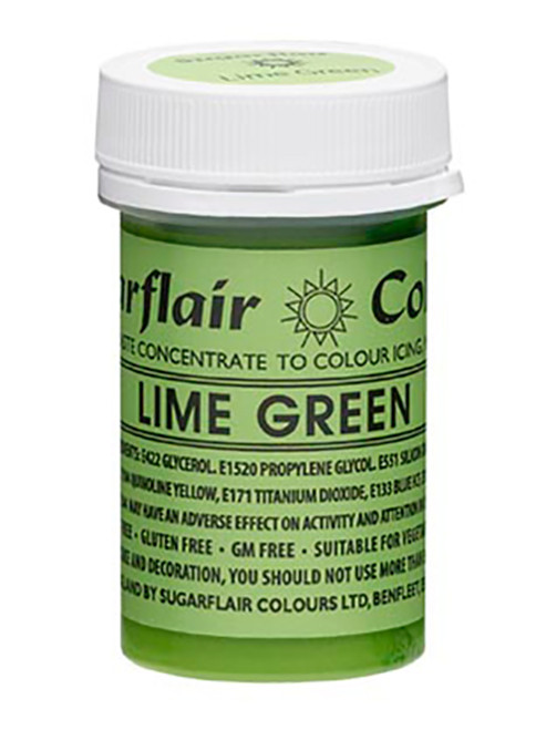A pot of Sugarflair Spectral Paste Lime Green