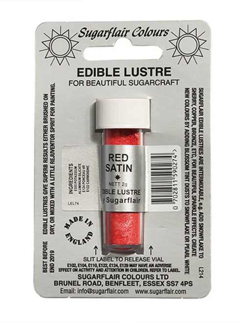 Sugarflair RED SATIN Edible Lustre Dust Powder