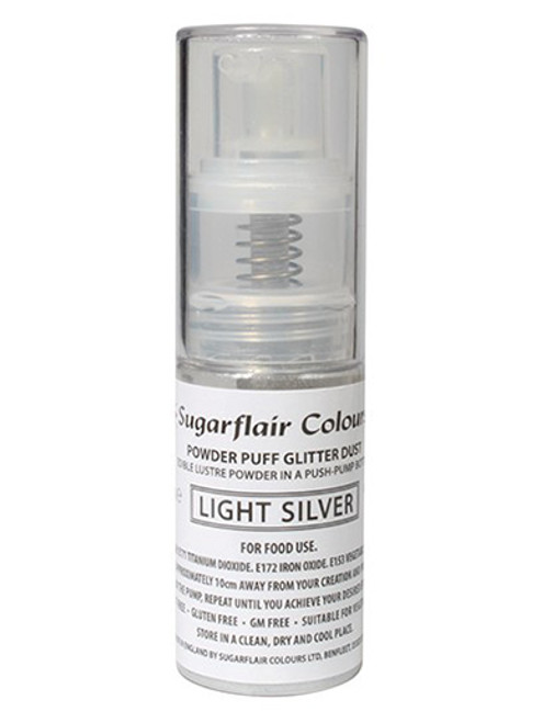 Sugarflair Powder Puff Glitter Non-Aerosol Spray - Light Silver