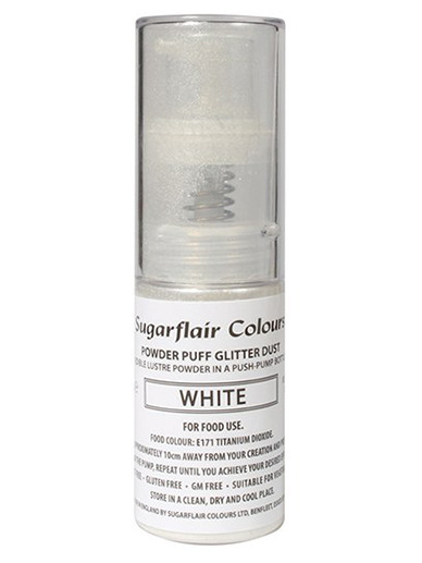 Sugarflair Powder Puff Glitter Non-Aerosol Spray White