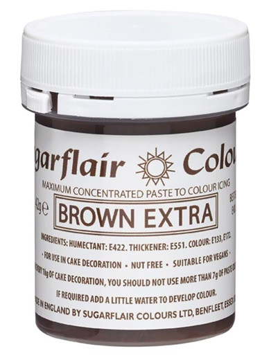 A pot of Sugarflair Spectral Paste Brown Extra