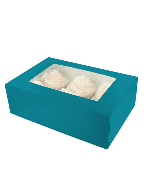 Cupcake Box - Holds 6 or 12 - Teal