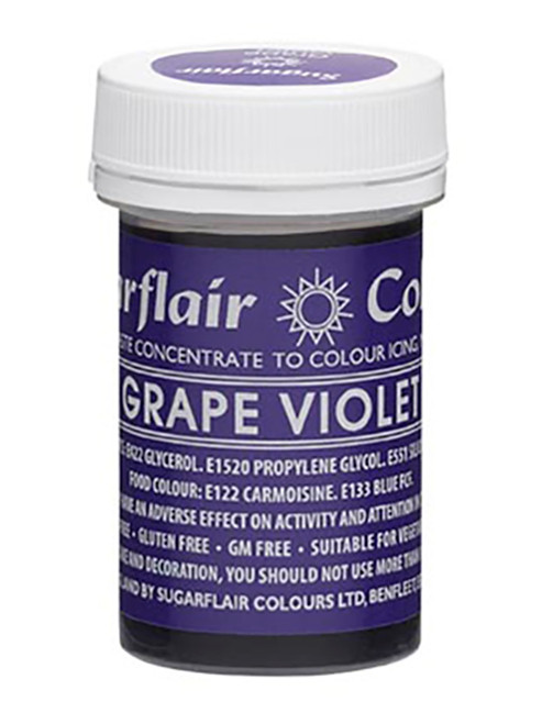A pot of Sugarflair Spectral Paste Grape Violet
