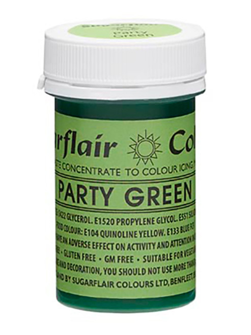 A pot of Sugarflair Spectral Paste Party Green
