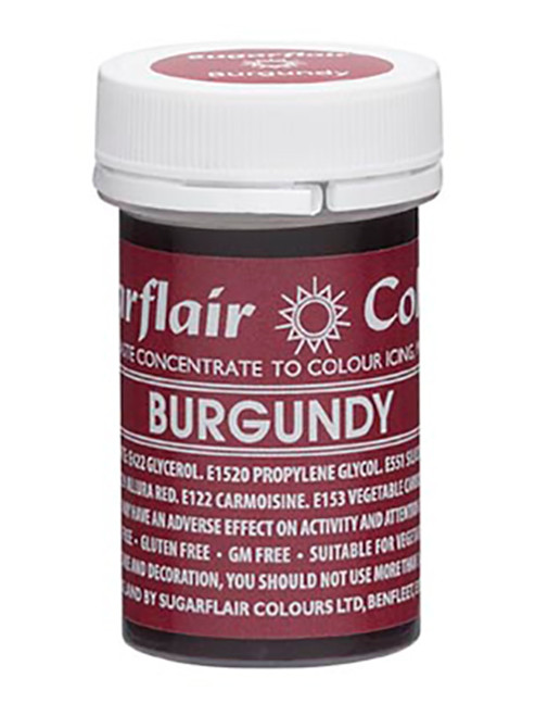 A pot of Sugarflair Spectral Paste Burgundy