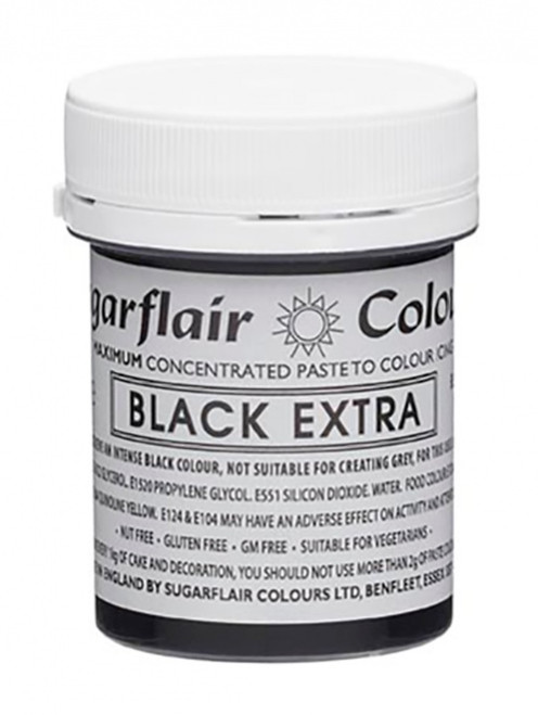 A pot of Sugarflair Spectral Paste Black Extra