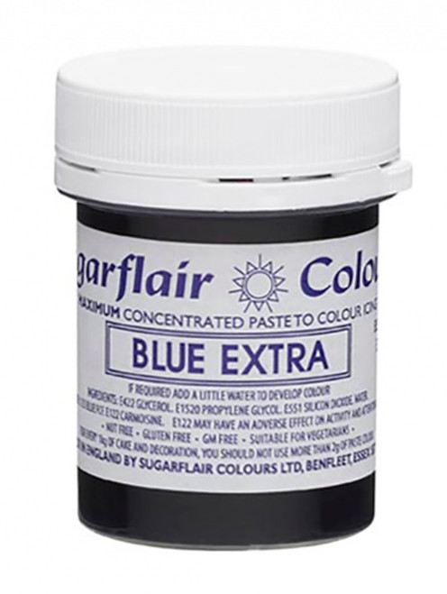 A pot of Sugarflair Spectral Paste Blue Extra