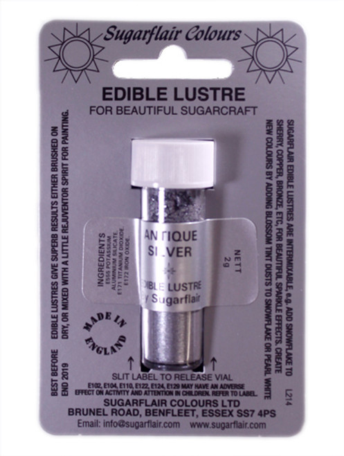 Sugarflair ANTIQUE SILVER Edible Lustre Dust Powder