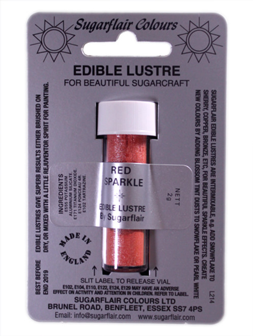 Sugarflair RED SPARKLE Edible Lustre Dust Powder