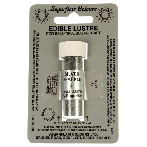 Sugarflair SILVER SPARKLE Edible Lustre Dust Powder Colour