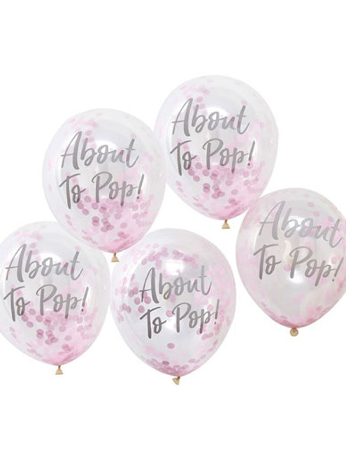 Oh Baby! - About to Pop - Pink Baby Shower Confetti Balloons