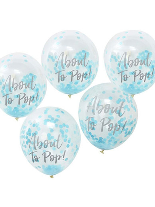 Oh Baby! - About to Pop - Blue Baby Shower Confetti Balloons
