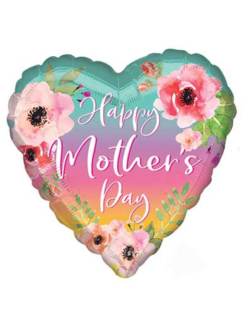 Helium Inflated - Happy Mothers Day Heart Balloon - 18" Foil