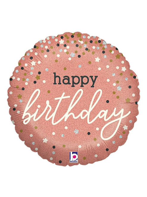 Happy Birthday Confetti - Rose Gold Balloon - 18" Foil