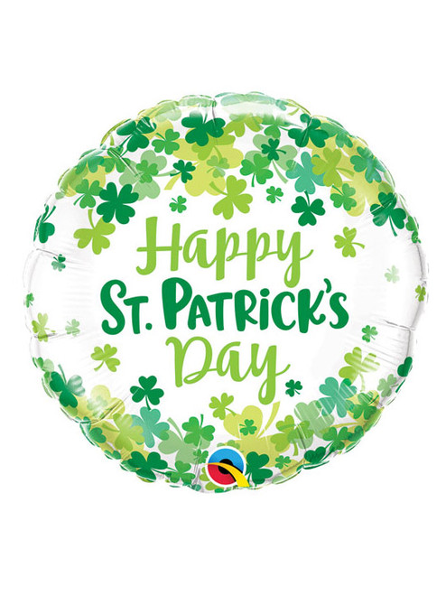 Happy St Patricks Day Shamrock Balloon - 18" Foil