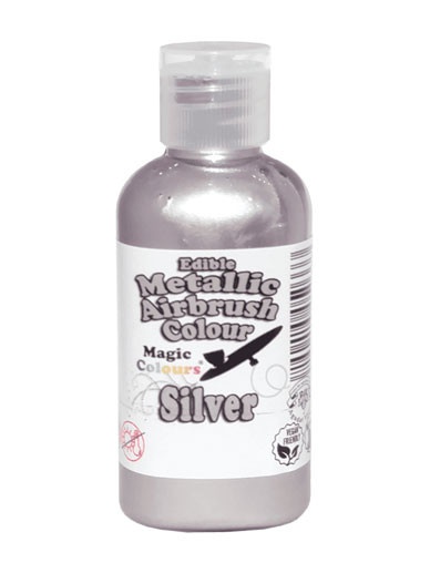bottle of Magic Colours Metallic Airbrush Colour 55ml - Silver