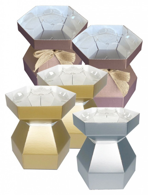 Metallic Bouquet Boxes & Bows - Set of 5