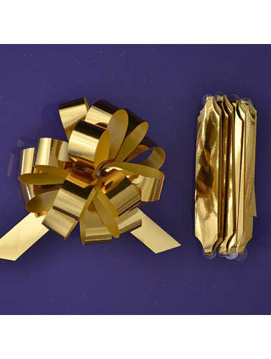 Quick Pull Cupcake Bouquet Bow 18mm - Metallic Gold