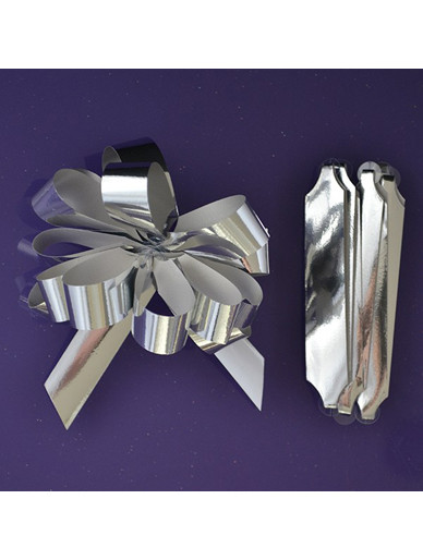 Quick Pull Cupcake Bouquet Bow 18mm - Metallic Silver