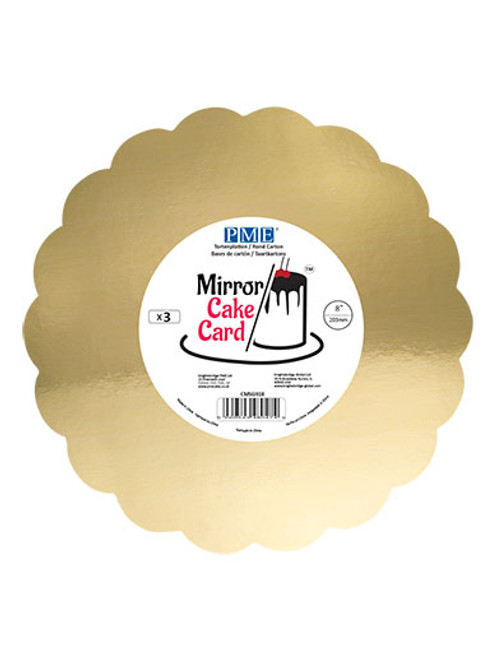PME Mirror Cake Card - Scallop - Gold 8" - Pack of 3