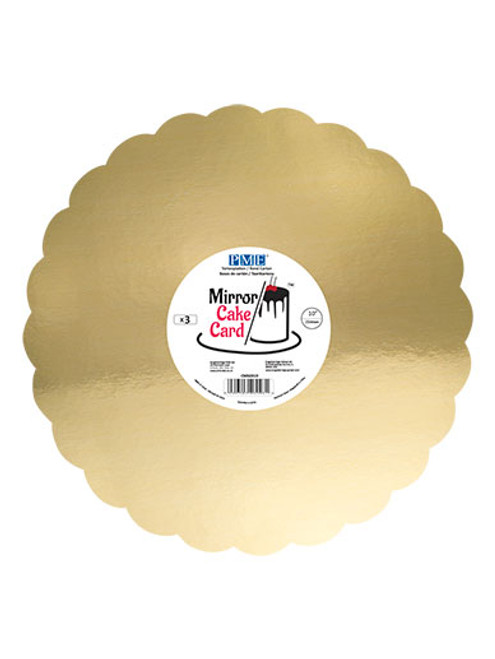 PME Mirror Cake Card - Scallop - Gold 10" - Pack of 3