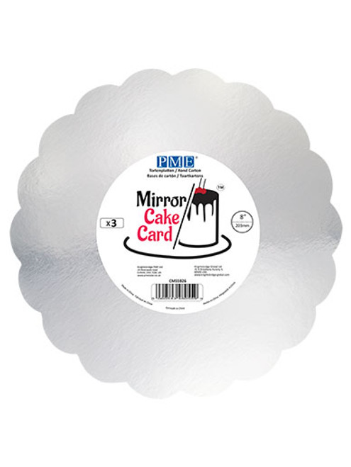 PME Mirror Cake Card - Scallop - Silver 8" - Pack of 3