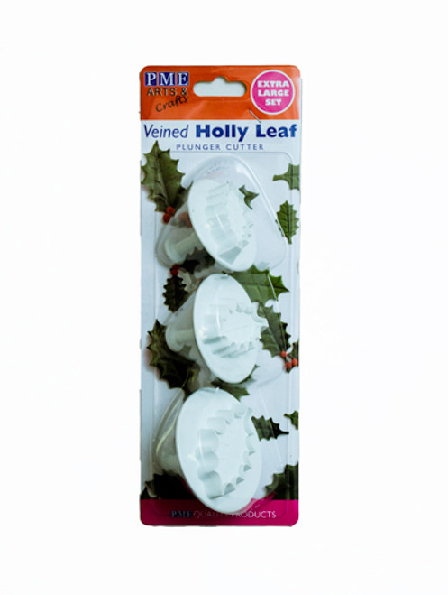 Veined Holly Leaf Large Plunger Cutters (set of 3)