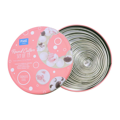 PME Round Stainless Steel Cutter Set - 19 Cutters