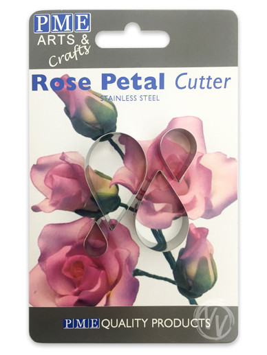 PME metal rose petal cutter set of four sizes displayed in retail packaging.