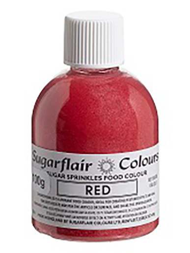 A bottle of Sugarflair Sugar Sprinkles Red