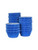 Three stacks of deep blue cupcake cases in varying heights