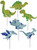 Glitter Card Cupcake Topper - Dinosaurs - Set of 6 (Blue/Green Mix)