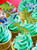 Glitter Card Cupcake Topper - Dinosaurs - Set of 6 (Blue/Green Mix)