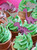 Glitter Card Cupcake Topper - Dinosaurs - Set of 6 (Pink/Purple Mix)