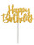 'Happy Birthday' Gold Glitter Card Cake Topper