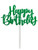 'Happy Birthday' Green Glitter Card Cake Topper