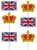 Glitter Card Cupcake Topper - Crowns & Flags - Set of 6