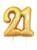 Gold Glitter Numeral Candle - 21