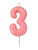 Pink Glitter Numeral Candle - 3