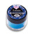 A small clear pot with a black lid full of starlight blue moon lustre.
