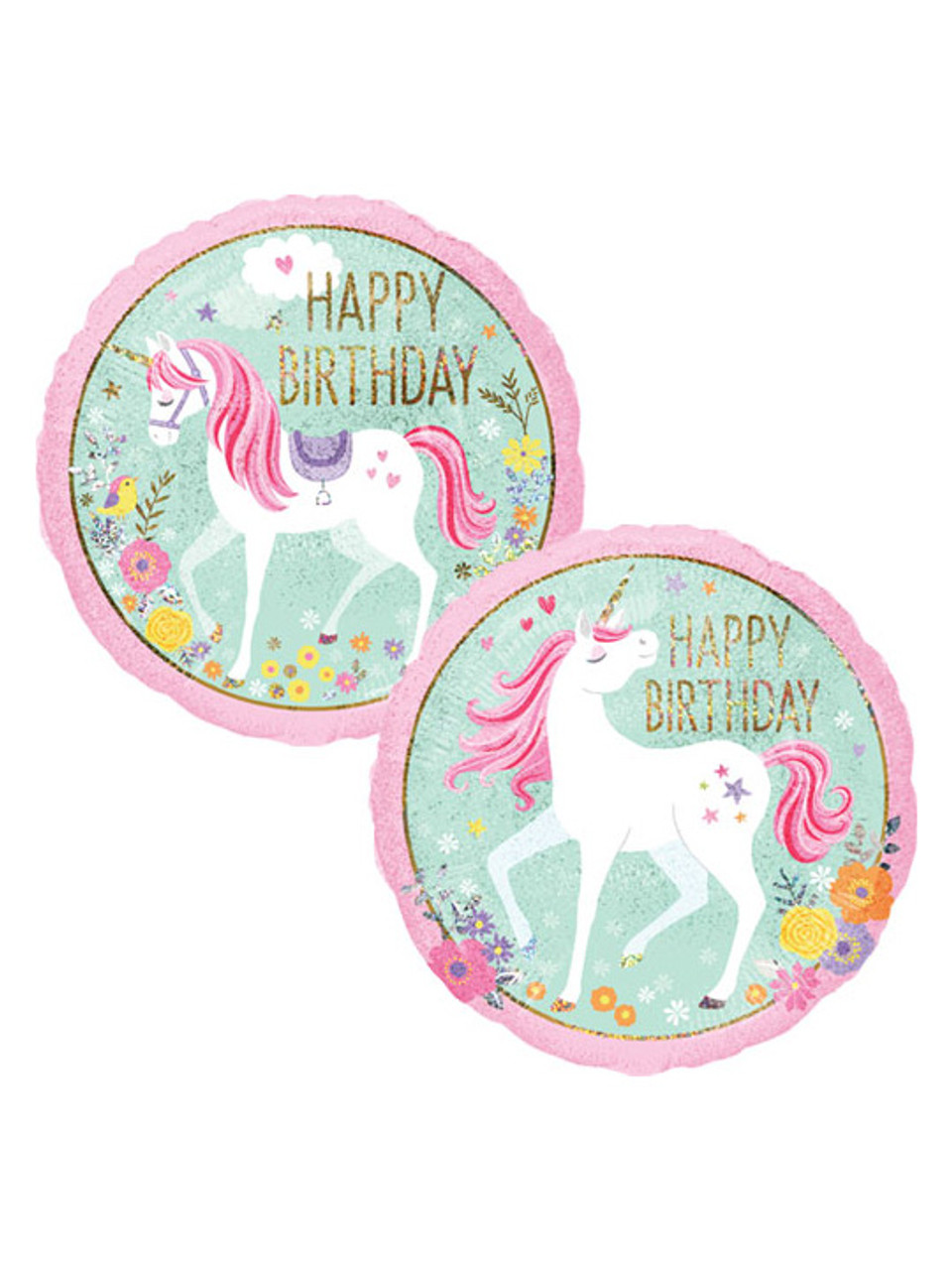 Holographic Happy Birthday Unicorn Balloon 18 Foil