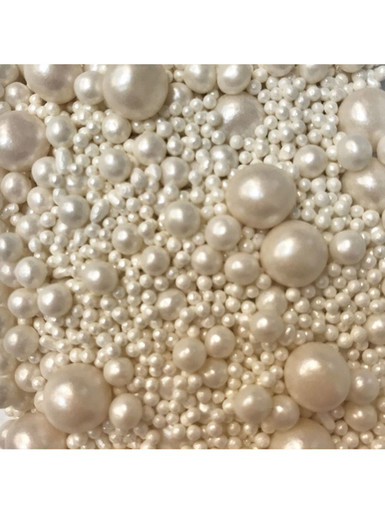 Chocolate Candy Pearls 20mm White  Iridescent Edible Pearl Decoration