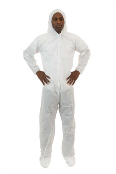International Enviroguard 2229-5XL White SMS Coverall with Attached Hood & Boot 25/cs