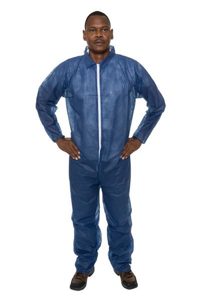 International Enviroguard N2012-4XL Navy Blue Polypropylene Coverall, Elastic Wrist, Open Ankle 25/cs