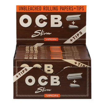 OCB Virgin Unbleached Papers & Tips  Slim 24pc
