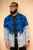 Hand Stained Flannel - Blue