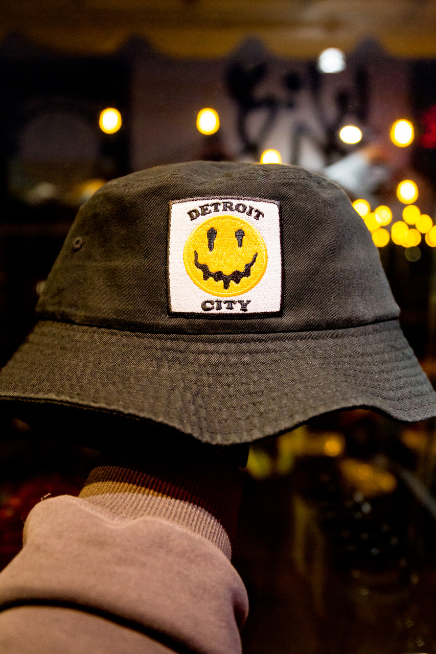 Detroit City Drippy Smiley - Black/Aurora (Bucket Hat) - David Vintage